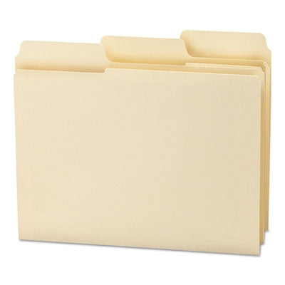 Smead™ SuperTab Reinforced Guide Height Top Tab Folders, 1/3-Cut Tabs: Assorted, Letter Size, 0.75" Expansion, Manila, 100/Box - Box of 1 - SMD-10395-BX