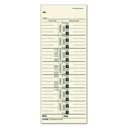 TOPS™ Time Clock Cards, Replacement for M-33, One Side, 3.5 x 9, 500/Box - Box of 1 - TOP-1259-BX