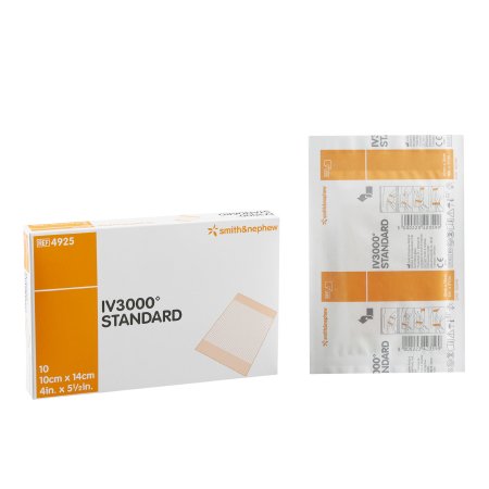 Smith & Nephew Catheter Securement Dressing IV3000™ Film 4 X 5 Inch Sterile - Case of 100 - 4925-CS