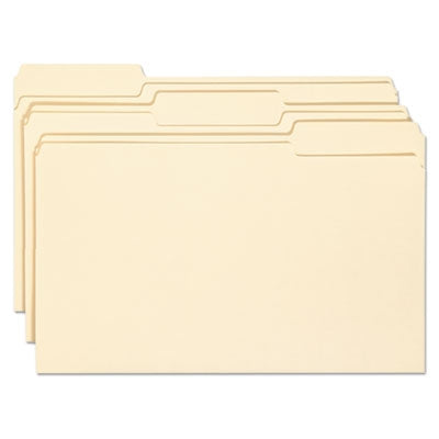 Smead™ Top Tab File Folders with Antimicrobial Product Protection, 1/3-Cut Tabs: Assorted, Legal, 0.75" Expansion, Manila, 100/Box - Box of 100 - SMD-15338-BX