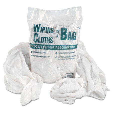 General Supply Bag-A-Rags Reusable Wiping Cloths, Cotton, White, 1 lb Pack - Pack of 1 - UFS-N250CW01-PK