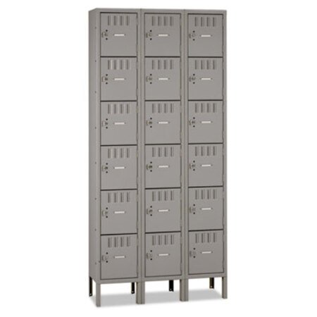 Tennsco Box Compartments with Legs, Triple Stack, 36w x 18d x 78h, Medium Gray - Each - TNN-BS61218123MG-EA