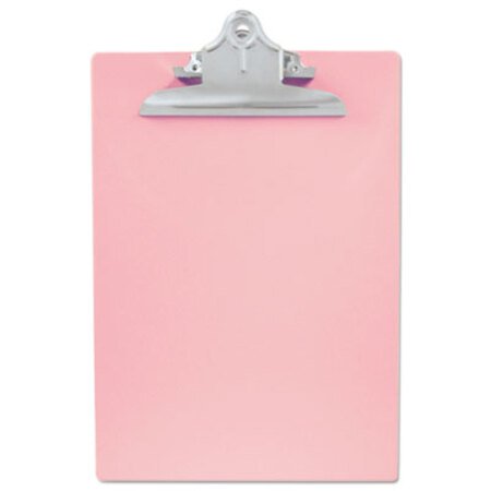 Saunders Recycled Plastic Clipboard with Ruler Edge, 1" Clip Capacity, Holds 8.5 x 11 Sheets, Pink - Each - SAU-21800-EA