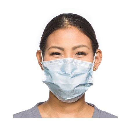 O&M Halyard Inc Procedure Mask FluidShield Pleated Earloops One Size Fits Most Blue NonSterile ASTM Level 2 Adult - Box of 50 - 62115-BX