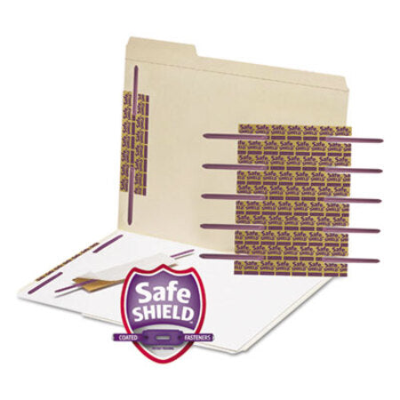 Smead™ SafeSHIELD Two-Prong Fastener Base and Compressor Sets, 2" Capacity, 2.75" Center to Center, Purple, 50/Box - Box of 1 - SMD-68216-BX