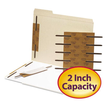 Smead™ Reinforced Self-Adhesive Two-Prong Fastener Base and Compressor Sets, 2" Capacity, 2.75" Center to Center, Brown, 100/Box - Box of 1 - SMD-68215-BX
