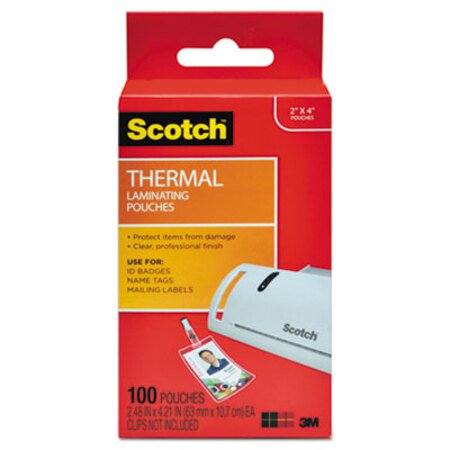 Scotch™ Laminating Pouches, 5 mil, 2.25" x 4.25", Gloss Clear, 100/Pack - Pack of 1 - MMM-TP5852100-PK