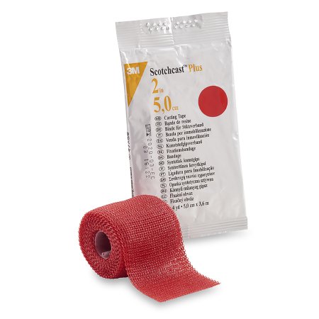3M Ortho Cast Tape 3M™ Scotchcast™ Plus 2 Inch X 12 Foot Fiberglass / Resin Red - Case of 10 - 82002R-CS