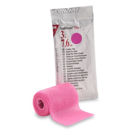 3M Ortho Cast Tape 3M™ Scotchcast™ Plus 3 Inch X 12 Foot Fiberglass / Resin Bright Pink - Case of 10 - 82003X-CS