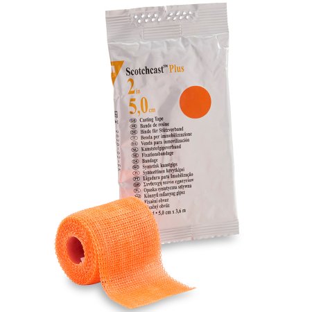 3M Ortho Cast Tape 3M™ Scotchcast™ Plus 2 Inch X 12 Foot Fiberglass / Resin Bright Orange - Case of 10 - 82002W-CS