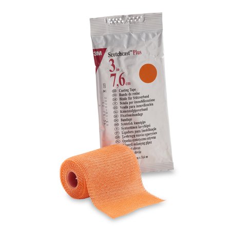 3M Ortho Cast Tape 3M™ Scotchcast™ Plus 3 Inch X 12 Foot Fiberglass / Resin Bright Orange - Case of 10 - 82003W-CS