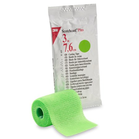 3M Ortho Cast Tape 3M™ Scotchcast™ Plus 3 Inch X 12 Foot Fiberglass / Resin Bright Green - Case of 10 - 82003V-CS