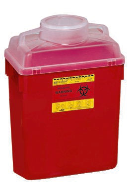 BD Sharps Container BD™ Red Base 17-1/2 X 12-4/5 X 8-4/5 Inch Vertical Entry 6 Gallon - Each - 305457-EA