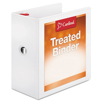 Cardinal® Treated ClearVue Locking Slant-D Ring Binder, 3 Rings, 5" Capacity, 11 x 8.5, White - Each - CRD-32150-EA