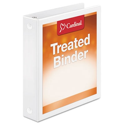Cardinal® Treated Binder ClearVue Locking Round Ring Binder, 3 Rings, 1.5" Capacity, 11 x 8.5, White - Each - CRD-32215-EA