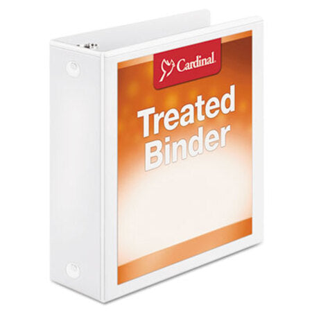 Cardinal® Treated Binder ClearVue Locking Round Ring Binder, 3 Rings, 3" Capacity, 11 x 8.5, White - Each - CRD-32230-EA