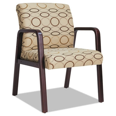 Alera® Alera Reception Lounge WL Series Guest Chair, 24.21" x 24.8" x 32.67", Tan Seat, Tan Back, Mahogany Base - Each - ALE-RL4351M-EA