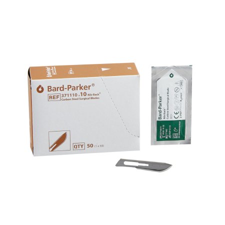 Aspen Surgical Products Surgical Blade Bard-Parker® Rib-Back® Carbon Steel No. 10 Sterile Disposable Individually Wrapped - Case of 150 - 371110-CS