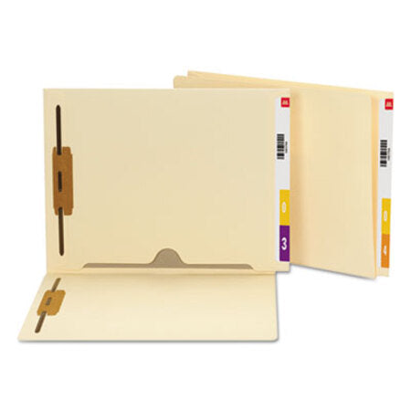 Smead™ Heavyweight End Tab Fastener Folders, Interior Back-Cover Pocket, 0.75" Expansion, 2 Fasteners, Letter Size, Manila, 50/Box - Box of 1 - SMD-34101-BX