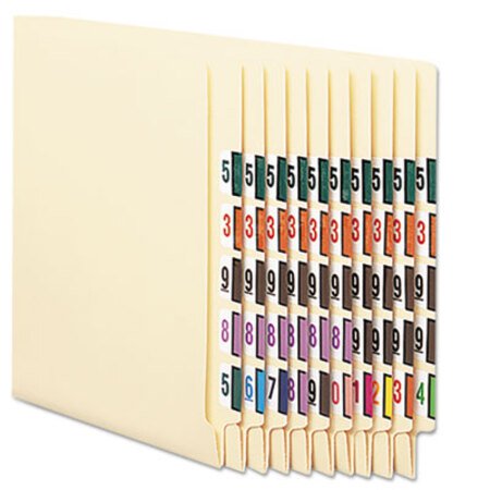 Smead™ Numerical End Tab File Folder Labels, 0-9, 1 x 1.25, White, 500/Roll, 10 Rolls/Box - Box of 1 - SMD-67380-BX
