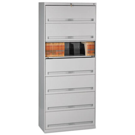 Tennsco Fixed Shelf Enclosed-Format Lateral File for End-Tab Folders, 7 Legal/Letter File Shelves, Light Gray, 36" x 16.5" x 87" - Each - TNN-FS371LLGY-EA