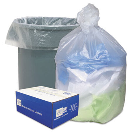 Ultra Plus® Can Liners, 45 gal, 12 microns, 40" x 48", Natural, 25 Bags/Roll, 10 Rolls/Carton - CT/1 - WBI-HD404812N-CT