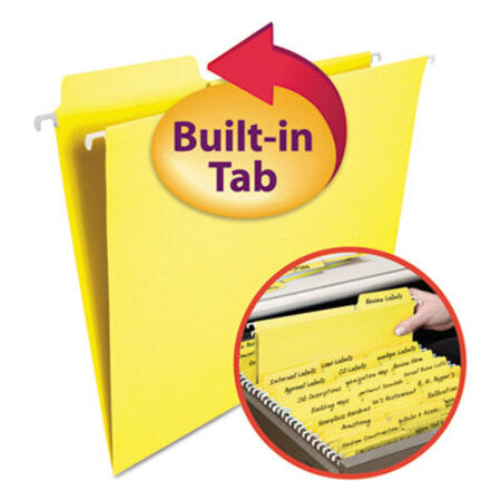 Smead™ FasTab Hanging Folders, Letter Size, 1/3-Cut Tabs, Yellow, 20/Box - Box of 1 - SMD-64097-BX