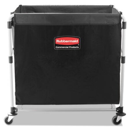 Rubbermaid® Commercial One-Compartment Collapsible X-Cart, Synthetic Fabric, 9.96 cu ft Bin, 24.1" x 35.7" x 34", Black/Silver - Each - RCP-1881750-EA