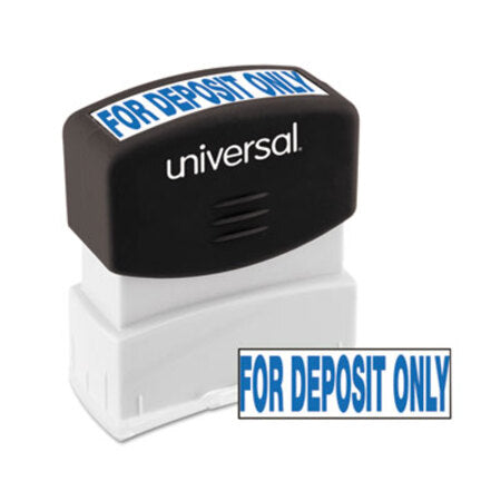 Universal® Message Stamp, for DEPOSIT ONLY, Pre-Inked One-Color, Blue - Each - UNV-10056-EA