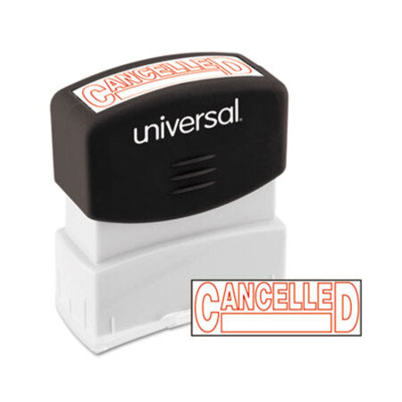 Universal® Message Stamp, CANCELLED, Pre-Inked One-Color, Red - Each - UNV-10045-EA