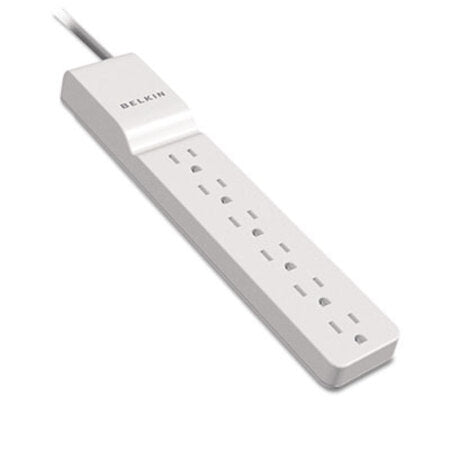 Belkin® Home/Office Surge Protector with Rotating Plug, 6 AC Outlets, 8 ft Cord, 720 J, White - Each - BLK-BE10600008R-EA
