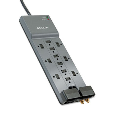 Belkin® Professional Series SurgeMaster Surge Protector, 12 AC Outlets, 10 ft Cord, 3,996 J, Dark Gray - Each - BLK-BE11223410-EA