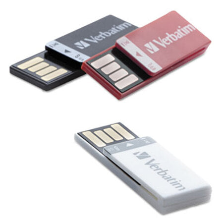 Verbatim® Clip-it USB Flash Drive, 8 GB, Assorted Colors, 3/Pack - Pack of 1 - VER-98674-PK