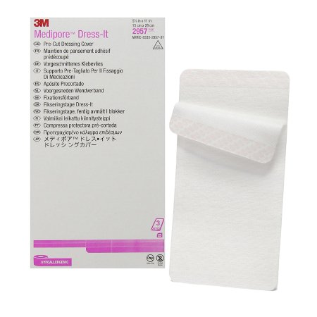 3M Dressing Retention Tape with Liner 3M™ Medipore™ Dress-It White 5-7/8 X 11 Inch Soft Cloth NonSterile - Case of 100 - 2957-CS