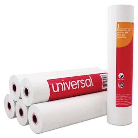 Universal® Direct Thermal Printing Fax Paper Rolls, 0.5" Core, 8.5" x 98 ft, White, 6/Pack - CT/1 - UNV-35758-CT