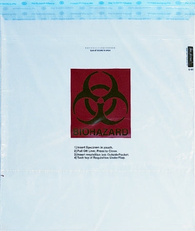 Minigrip Specimen Transport Bag with Document Pouch Speci-Gard® 15 X 17 Inch Adhesive Closure Biohazard Symbol / Storage Instructions / Instructions for Use NonSterile - Case of 500 - UF95-1517BIO-CS