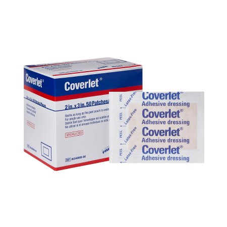 BSN Medical Adhesive Strip Coverlet® 2 X 3 Inch Fabric Rectangle Tan Sterile - Case of 600 - 00340000-CS