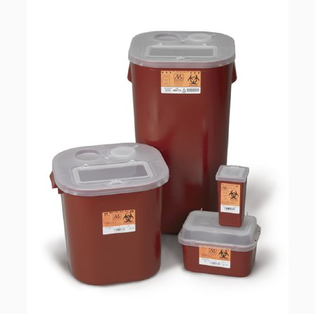 Medegen Medical Products LLC Sharps Container Sharps® Translucent Red Base 11-1/4 H X 10 W X 7 D Inch Horizontal Entry 2 Gallon - Case of 10 - 8707T-CS