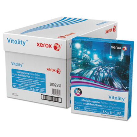 xerox™ Vitality Multipurpose Print Paper, 92 Bright, 24 lb Bond Weight, 8.5 x 11, White, 500/Ream - RM/1 - XER-3R02531-RM