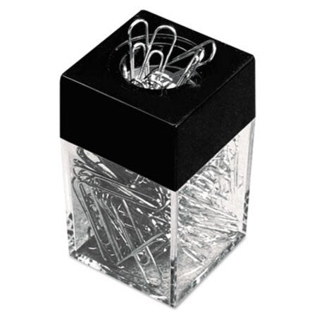 Universal® Paper Clips with (1) Magnetic-Top Desktop Dispenser, #2, Smooth, Silver, 100 Clips/Pack, 12 Packs/Box - Pack of 1 - UNV-72211-PK