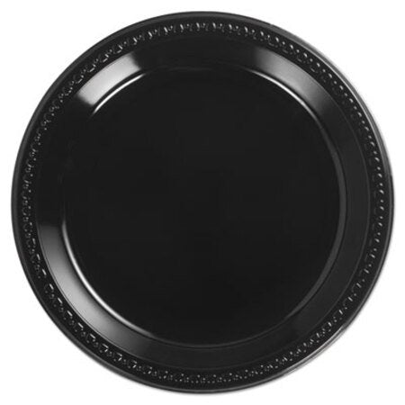 Chinet® Heavyweight Plastic Plates, 10.25" dia, Black, 125/Pack, 4 Packs/Carton - CT/1 - HUH-81410-CT