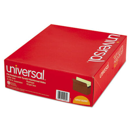 Universal® Redrope Expanding File Pockets, 5.25" Expansion, Letter Size, Redrope, 10/Box - Box of 1 - UNV-15262-BX