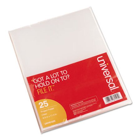 Universal® Project Folders, Letter Size, Clear, 25/Pack - Pack of 1 - UNV-81525-PK
