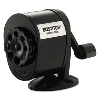 Bostitch® Antimicrobial Manual Pencil Sharpener, Manually-Powered, 5.44 x 2.69 x 4.33, Black - Each - BOS-MPS1BLK-EA