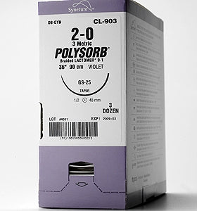Covidien Absorbable Suture without Needle Polysorb™ Polyester Braided Size 3-0 - Box of 24 - L-12-BX