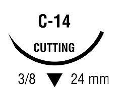 Covidien Nonabsorbable Suture with Needle Surgipro™ Polypropylene C-14 3/8 Circle Reverse Cutting Needle Size 4 - 0 Monofilament - Box of 36 - SP-629-BX