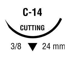 Covidien Nonabsorbable Suture with Needle Surgipro™ Polypropylene C-14 3/8 Circle Reverse Cutting Needle Size 3 - 0 Monofilament - Box of 36 - SP-684-BX