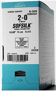 Covidien Nonabsorbable Suture without Needle Sofsilk™ Silk Braided Size 3-0 - Box of 36 - S-304-BX