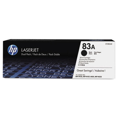 HP HP 83A, (CF283A-D) 2-Pack Black Original LaserJet Toner Cartridges - Box of 1 - HEW-CF283AD-BX