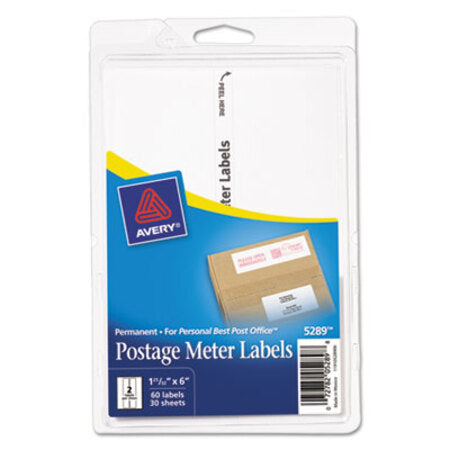 Avery® Postage Meter Labels for Personal Post Office, 1.78 x 6, White, 2/Sheet, 30 Sheets/Pack, (5289) - Pack of 1 - AVE-05289-PK